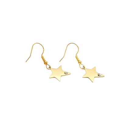 earrings steel gold star with strass